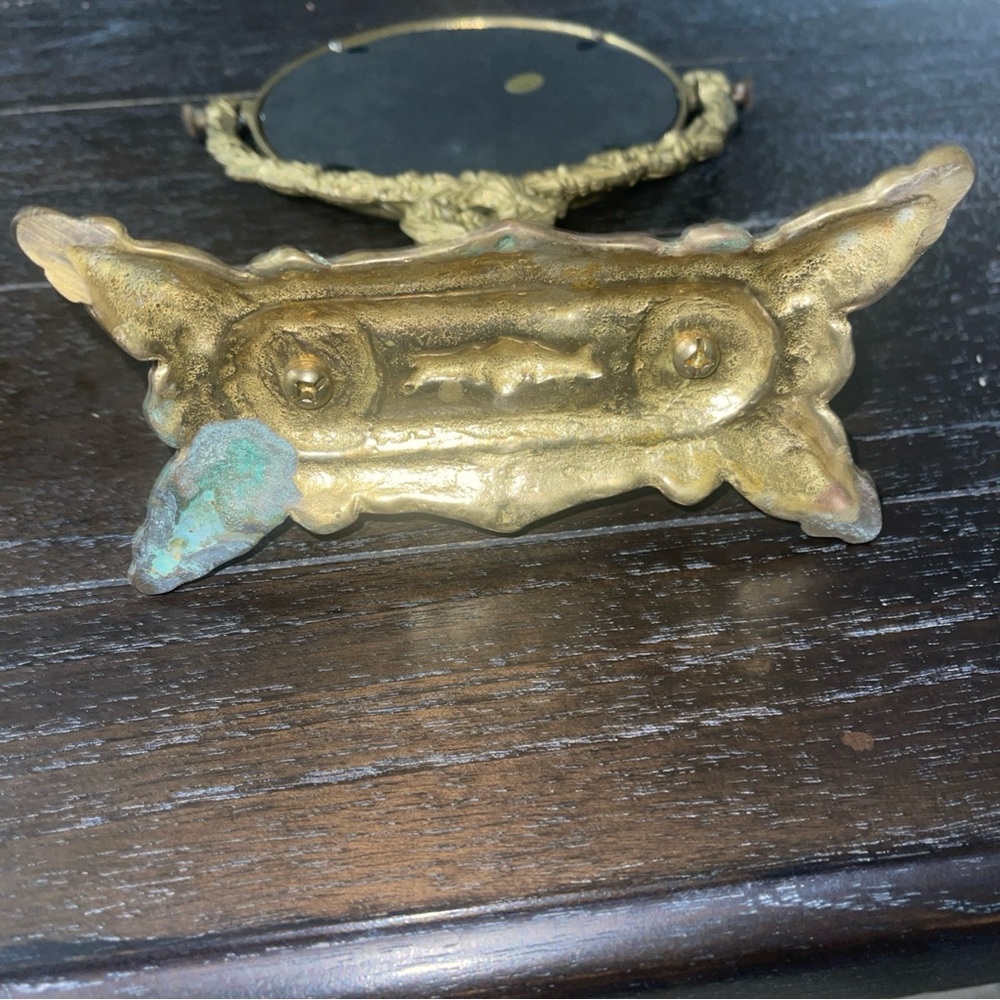 Vtg Andrea by Sadek Brass Standing Mirror Antique Dresser Vanity Makeup Mirror - Picture 9 of 11